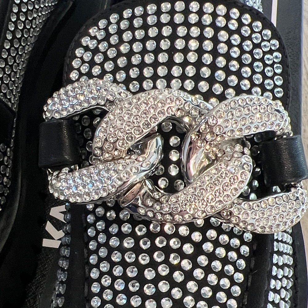 Brand new! Karl Lagerfeld Black and Rhinestone Embellished Loafers - Picture 6 of 7